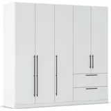 Kleiderschrank RAUCH "Drehtürenschrank Schrank Garderobe Wäscheschrank Schlafzimmer AVOLA", weiß (alpinweiß), B:226cm H:210cm T:54cm, Holzwerkstoff, Schränke, Kleiderschrank, mit hochwertigen Stangengriffen in Schwarz aus Metall MADE IN GERMANY