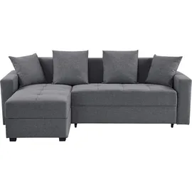 Ecksofa "KILLAM, 217 cm, L-Form, mit Schlaffunktion u. Bettkasten", grau (anthrazit), B:217cm H:85cm T:154cm, 100% Polyester, Sofas, Ecksofa, Recamiere rechts / links montierbar, in Cord und Webstoff