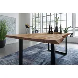 möbelliebling Esstisch Baumkante massiv Akazie natur 140 x 80 schwarz NOAH