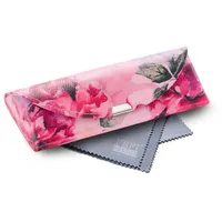 FEFI Brillenetui Exklusives Hardcase Etui mit Magnetverschluß, Set aus 1 Etui + hochwertigem Mikrofasertuch rot