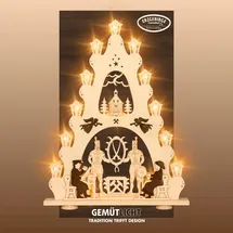 Weigla "Erzgebirge, große Lichterspitze, Bergmann NATUR-BRAUN, Erzgebirge garantiert, Weihnachtsdeko Innen, Weihnachtsbeleuchtung