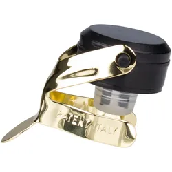 Sekt- / Champagnerflaschenverschluss Secure Bottle Sealer - schwarz-goldfarben