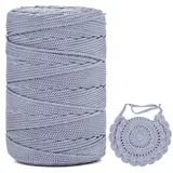 Polyester Garn 3mm X 225m,Makramee Garn 3mm,Makramee Band,Polypropylene Yarn,Geflochten Makramee Schnur Farbig,garn Zum Häkeln Für Stricken,Dekoration DIY Handwerk (Grau, 1 Pcs)