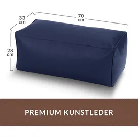 Green Bean Green Bean® Sitzhocker aus Kunstleder - Pouf mit EPS Perlen Füllung - 70x33x28cm - perfekte Ergänzung zum Sitzsack - Sitzwürfel Fußhocker Dunkelblau