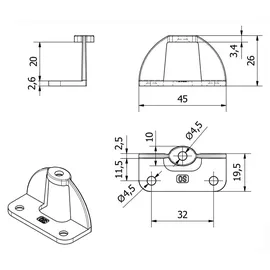 SOTech Möbelgriffadapter 45 x 19,5 x 26 mm