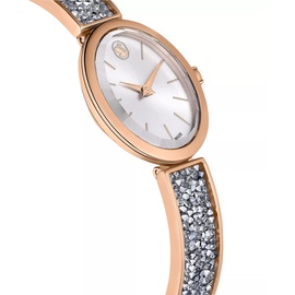 Swarovski Crystal Rock Oval Uhr, Roséfarbene Damenuhr mit Edlem Zifferblatt, Swarovski Kristallen und Verstellbarem Metallarmband