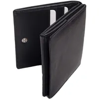 ANDERS Wiener Schachtel Schüttelbörse mit großem Kleingeldfach echtes Leder I Lederdesign Germany (Schwarz)