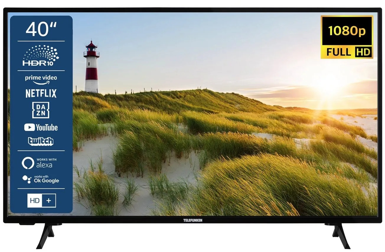 Telefunken XF40SN550S LCD-LED Fernseher (102 cm/40 Zoll, Full HD, Smart TV, HDR, Triple-Tuner, 6 Monate HD+ inkl) schwarz