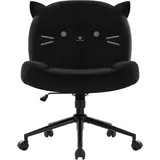 IWMH Bürostuhl ohne Armlehnen, Höhenverstellbar Drehstuhl mit Rollen, Schreibtischstuhl mit Stoffpolsterung, Ergonomischer Stuhl, Lesesessel mit breiterem Kissen zum Sitzen im Schneidersitz (Schwarz)