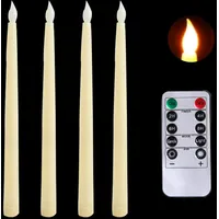 Yuecoom Flammlose Kerzen,LED mit Fernbedienung,11.02 inches batteriebetriebene Stumpenkerzen,ideal für Zuhause, Hochzeiten Partys (4)