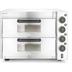 Hendi Pizzaofen mit Fenster Schamottstein bis 350°C und 3000W aus Edelstahl