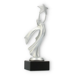 Siegerfigur Victoria silbermetallic auf schwarzem Marmorsockel 21,5cm