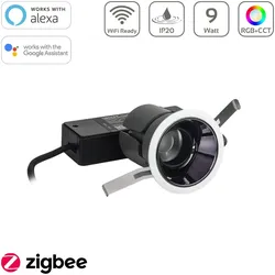 MiBoxer RGB+CCT LED Einbaustrahler Zigbee 3.0 + 2,4GHz tief blendfrei 9W Ø89,5mm...
