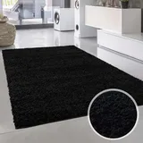 Carpet City Shaggy, Teppich Hochflor Langflor, Einfarbig uni schwarz, weich, Wohnzimmer, Größe: 133 x 190 cm