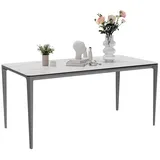 FATIVO Esstisch FATIVO Esstisch 160x80 cm aus Marmor mit Alubeinen – Weiß, modern weiß