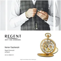 Regent Taschenuhr Regent Herren Uhr GM1612 Armbanduhr, (Analoguhr), Herrenuhr, rundes Gehäuse, groß (ca. 53mm), weiß goldfarben