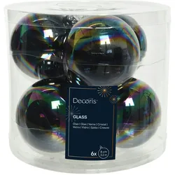 6 Weihnachtskugeln 8cm Glas Christbaumkugeln Set Weihnachtsbaum irisierend