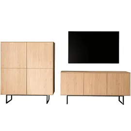Home Affaire Wohnwand HOME AFFAIRE "Lund, moderne Anbauwand, Wohnzimmer-Set in Stone Oak", beige (stone oak), B:280cm H:40cm T:137cm, Holzwerkstoff, Kastenmöbel-Sets, Wohnwand, enthält Lowboard und Highboard