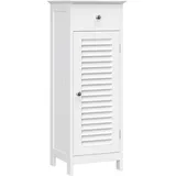 VASAGLE Holzbadezimmerschrank Freistehendes Eckregal mit 1 Schublade und 1 Schranktür Weiß