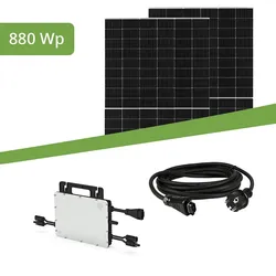 Balkonkraftwerk Set 880 Wp HMS-800W-2T Wechselrichter Ja Solar Glas-Glas Solarmodule bifacial