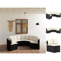 vidaXL 6-tlg. Garten-Sofagarnitur mit Auflagen Poly Rattan Schwarz