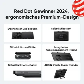 xppen Artist 24 Pro (Gen2) 165Hz Grafiktdisplay+ 2 Stk. X3 Stift, 24 Zoll Grafiktablett - Schwarz