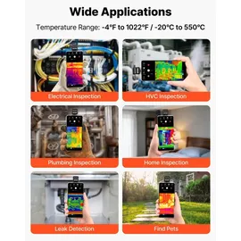 Vevor Wärmebildkamera für Android, 320x240 Super IR 160x120 IR-Auflösung Thermobildkamera für Smartphone Tablet mit USB-C Anschluss, 25Hz Infrarotkamera mit 15 Farbpaletten für -20°C-550°C Inspektion