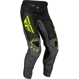 FLY RACING Kinetic Jet, Textilhose - Schwarz/Oliv/Grau/Neon-Gelb - 28