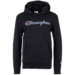 Champion Kinder Unisex Hoodie - Pullover, Baumwolle, Kapuze, Tasche, Logo, einfarbig Schwarz S