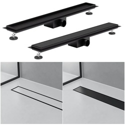 HAGO Duschrinne 2in1 Duschrinne Schwarz Duschablauf Bodenablauf Abflussrinne Edelstahl 70 cm