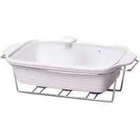 4BIG.fun Speisewärmer aus Keramik 3 L Chafing Dish Buffet-Set Keramik-Chafer Buffetwärmer Warmhaltebehälter Speisenwärmer Wärmebehälter