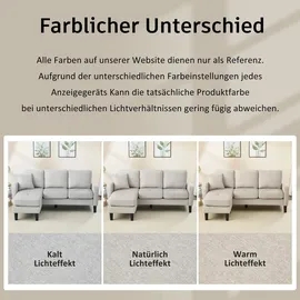 Merax Eckcouch Leinen 3-Sitzer Beige