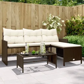 vidaXL Gartensofa in L-Form Loungesofa braun