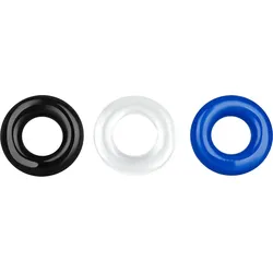 Donut Rings, 3 Teile, 2 - 5 cm, blau | schwarz | transparent