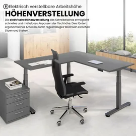 bümö Eckschreibtisch 160 x 160 cm Graphit / Silber