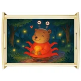 Mr. & Mrs. Panda Tablett Krebs Astrologie Design, sofatablett, Weiß, betttablett, sofatablett, Echtholz lasiert, (Packung, 1-tlg) weiß