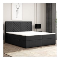 Möbel Punkt Boxspringbett Malibu mit Bettkasten 180x200cm Webstoff Schwarz Bett Bettkasten