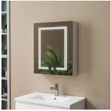 duschspa Spiegelschrank LED Badschrank mit Steckdose drei Lichtfarbe dimmbar Beschlagfrei Touch/Wandschalter, Weiß Matt/Schwarz Hochglanz, 50x70, 60x70 cm weiß 50 cm x 70 cm x 15.1 cm