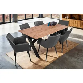 ab:stil.art.moebel Esszimmertisch 200 x 77 x 100 cm beige/schwarz