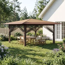 vidaXL Pavillon 4 x 4 m inkl. 4 Seitenteile Beige/Braun