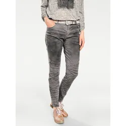 Boyfriend-Hose HEINE, Damen, Gr. 42, Normalgrößen, grau, 98% Baumwolle, 2% Elasthan, unifarben, lang, Hosen 5-Pocket-Hose