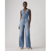 Levi's für Damen. 0002R-0001 Leichter Jumpsuit aus blauem Denim mit weitem Bein (25), Lässig, Baumwolle, Ärmellos / Hosenträger