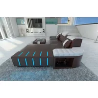 Sofa Dreams Ecksofa Ledersofa Bellagio L Form Leder Sofa Ledercouch, Couch, mit LED, wahlweise mit Bettfunktion als Schlafsofa, Designersofa braun