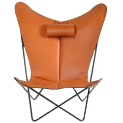 KS Chair Ledersessel Stahl schwarz, Haselnuss