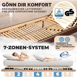 Coemo 7-Zonen Lattenrost Ergo K Kopfteil verstellbar 90 x 200 cm