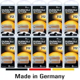 60x Duracell Activair 312 Hörgerätebatterien ZL3 PR41 braun  MHD 2028 + aus 2025