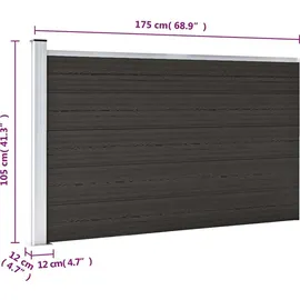 vidaXL WPC Zaunelement 175 x 105 cm schwarz