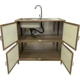 Hti-Living Spüle mit Abtropfläche und Unterschrank Sonoma 83 x 43 x 0 cm Braun