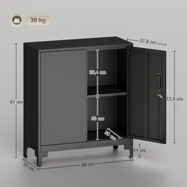 Homcom Aktenschrank 80 x 35 x 91 cm Schwarz