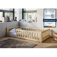 Kids Collective Bodenbett Jugendbett 80 x 160 cm Kiefer naturbelassen beige